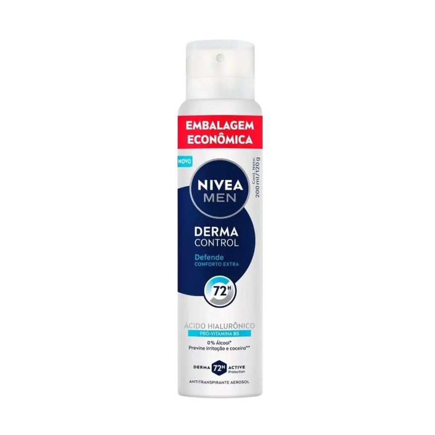 Nivea Desodorante Antitranspirante Aerossol Men Derma Control Defende 72H 200ml