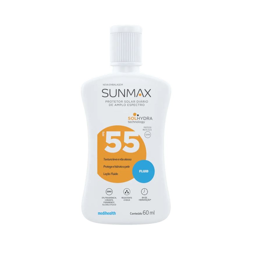 Sunmax Protetor Solar Facial Fluido FPS 55 Pele mista 60g