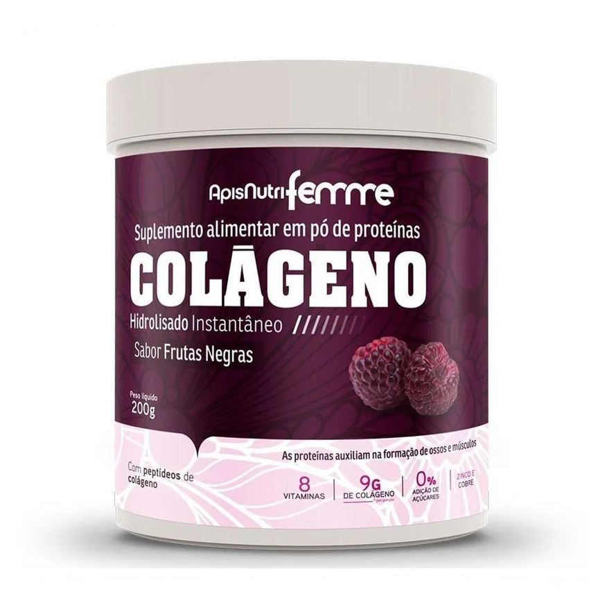 Apisnutri Colágeno Hidrolisado Beauty Complex 200g Sabor Frutas Negras