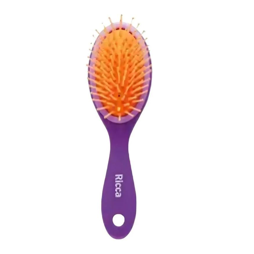 Ricca Escova de Cabelo Oval Midi Purple Pequena Roxa Base Almofadada