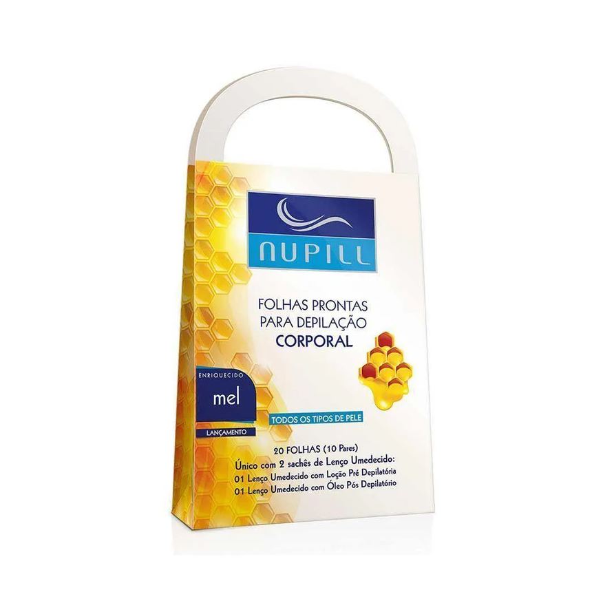 Nupill Folhas Prontas para Depilação Corporal Pernas Mel 20 Folhas