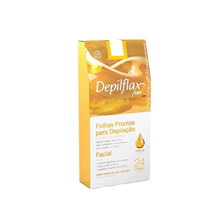Depilflax Folhas Prontas para Depilação Facial Buço Sobrancelha Natural 24Un