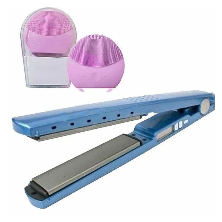 Smart Tech Kit 1 Prancha Nanotitanium + 1 Esponja Facial Rosa Bebê Nº21