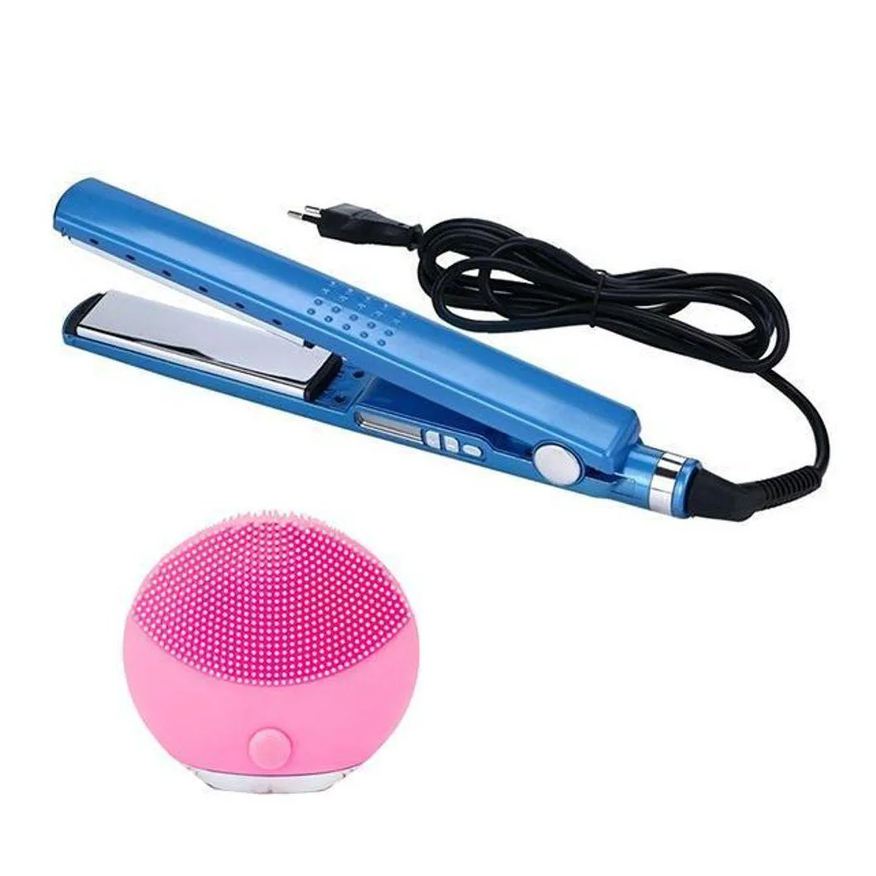 Smart Tech Kit 1 Prancha Nanotitanium + 1 Esponja Facial Rosa Bebê Nº33