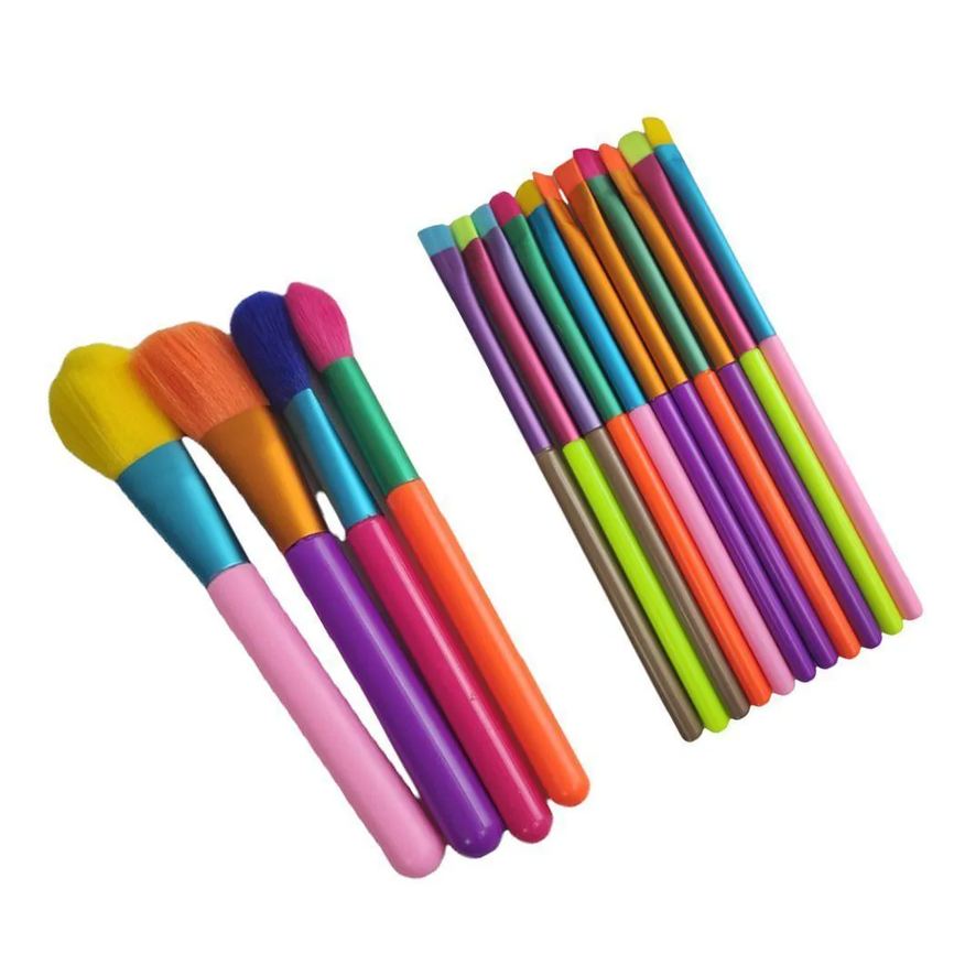 Solar Pincel Maquiagem Kit 15Pçs Neon Portatil Colorido Makeup
