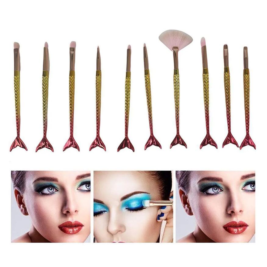 Solar Pincel Sereia 10Pçs Sombra Delineador Iluminador Make Up
