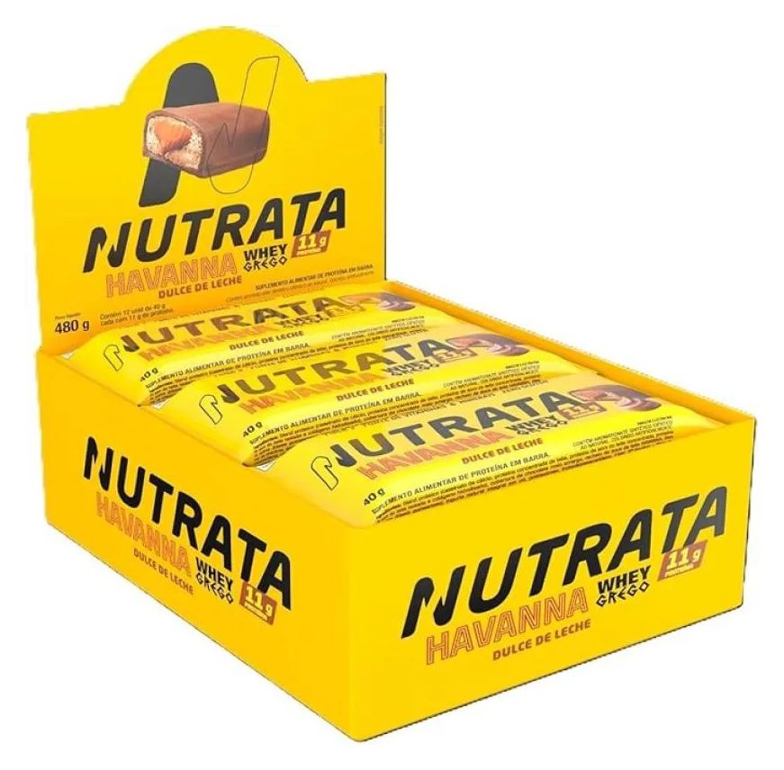 Nutrata Whey Grego Bar Havanna Display 12 Unidades (480g) - Sabor: Doce de Leite Havanna