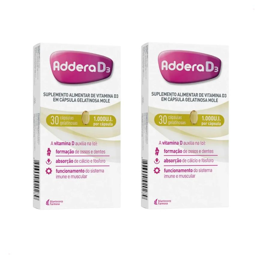 Mantecorp Kit com 2 - Addera Vitamina D D3 1000Ui com 30 cápsulas Mole