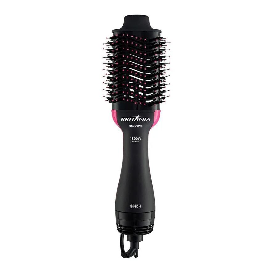 Britânia Escova Secadora Britania Cerâmica Bec02 Preto com Rosa Bivolt