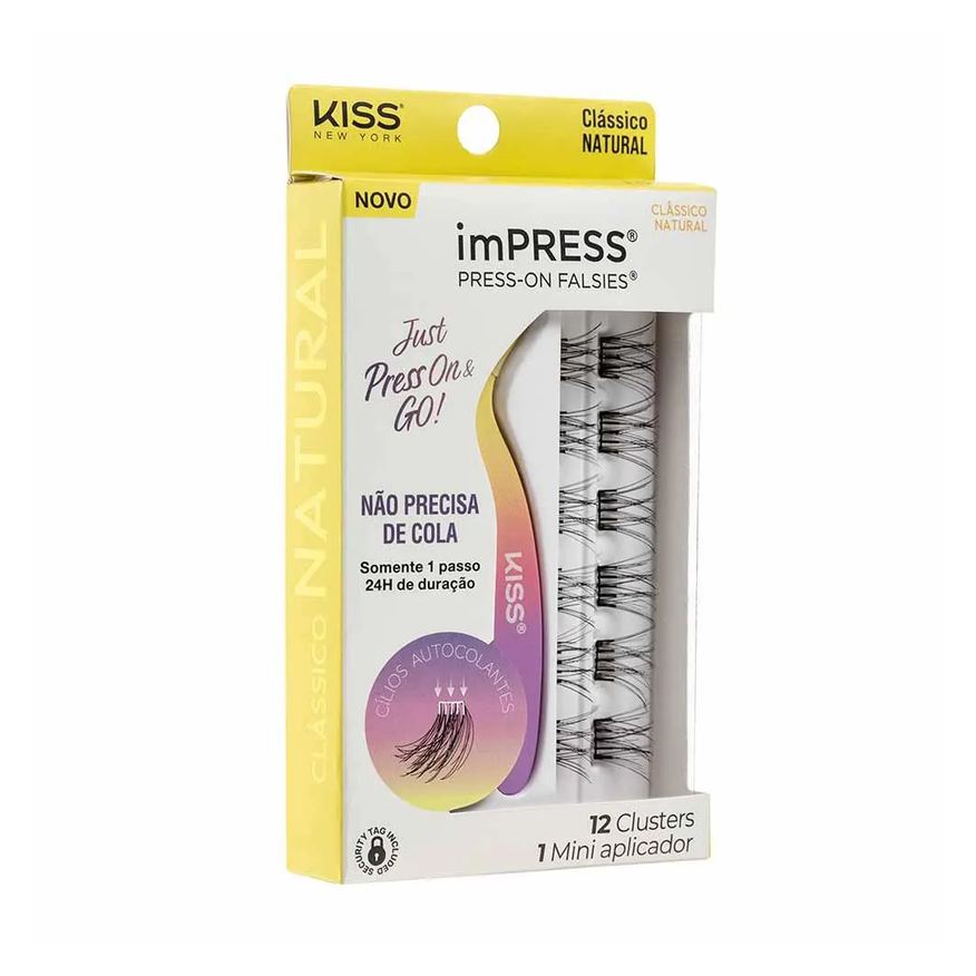 Impress Press-On Falsies Clássico Natural Kit - 12 Cílios Postiços + 1 Mini Aplicador
