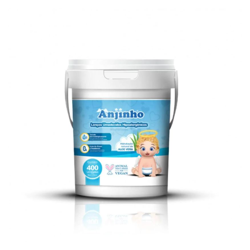 Parentex Lenço Umedecido Balde com 400 Azul - Anjinho