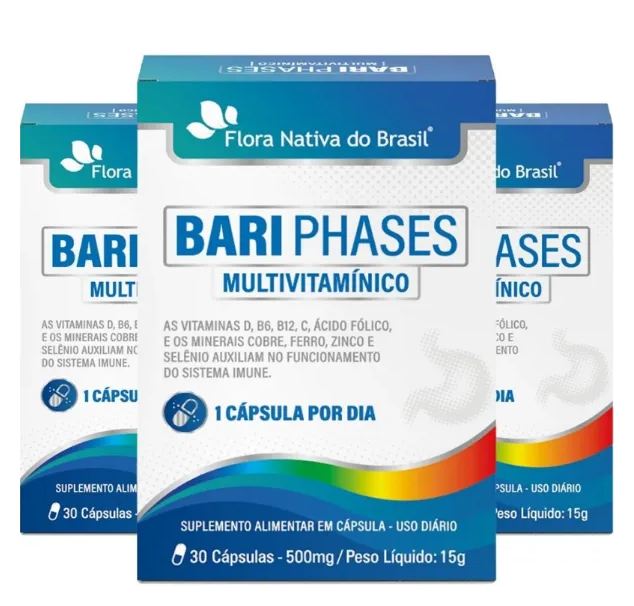 Flora Nativa Do Brasil KIT 3X Bari Phases Multivitamínico 30 cápsulas - Flora Nativa