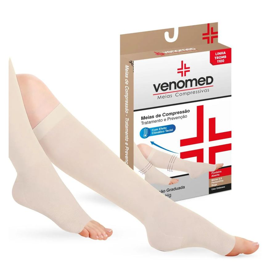 Venomed Meias Compressão 20 a 30Mmhg Aberta 3/4 Tromb1100 Tamanho:g;Cor:bege