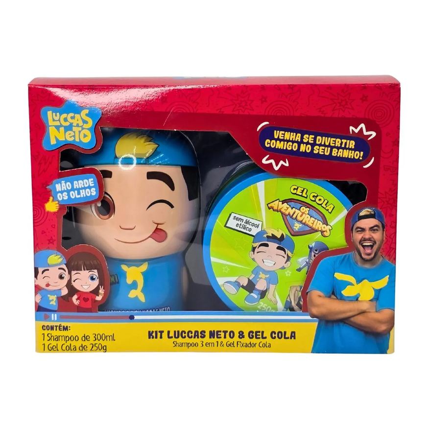 Cia Da Natureza Shampoo 3 em 1 3D Todos os Tipos de Cabelos + Gel Cola os Aventureiros Luccas Neto Cia. da Natureza