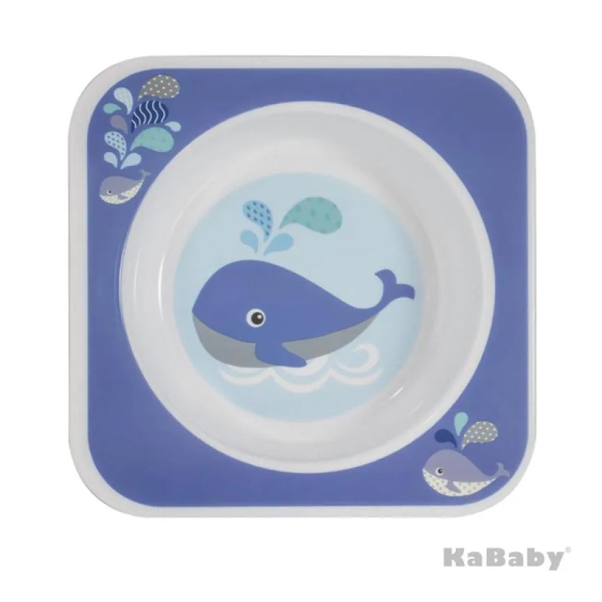 Kababy Prato Bowl Quadrado Baleia Azul