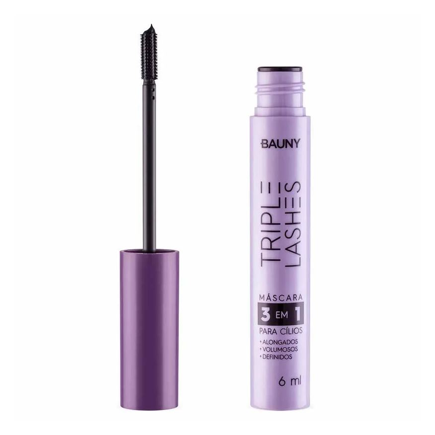 Bauny Máscara de Cílios Volume e Alongamento Triple Lashes 6ml Preta