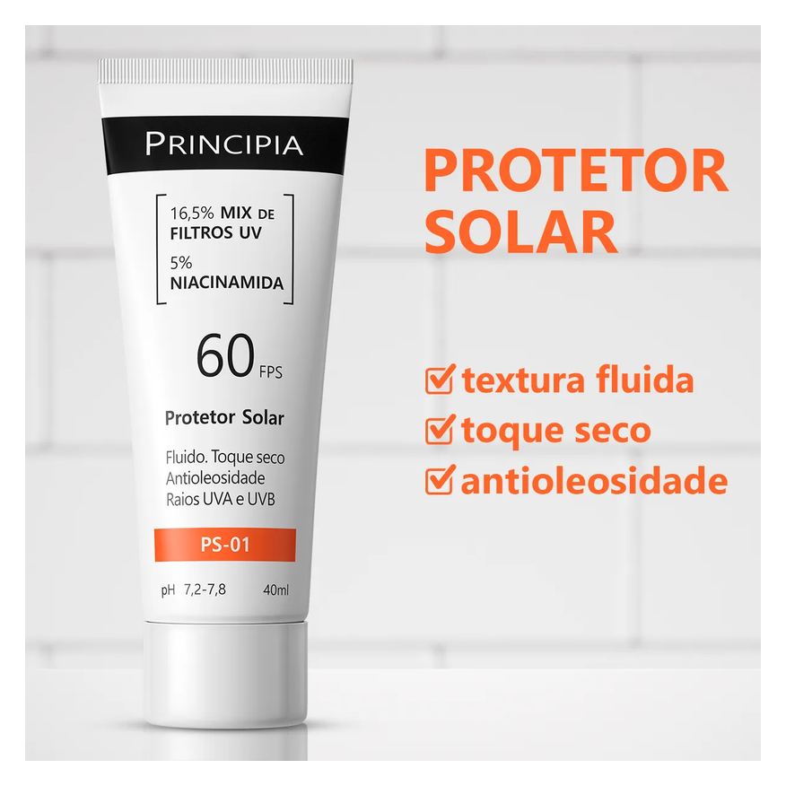 Principia Protetor Solar Skincare PS-01 FPS 60 40ml