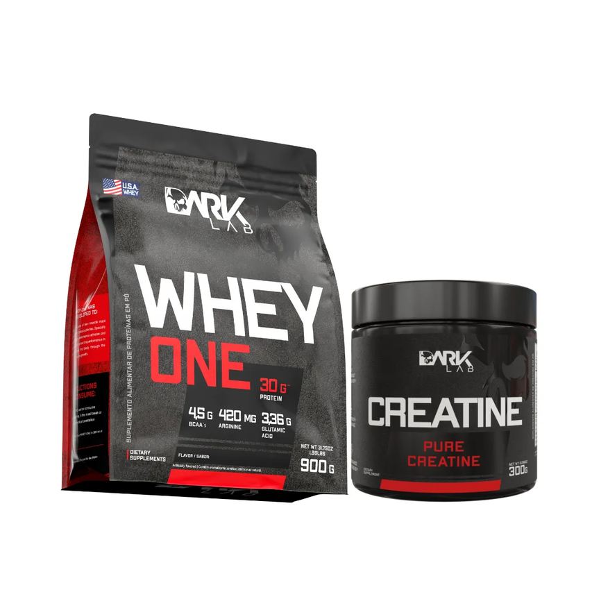 Dark Lab Kit Whey Protein One Refil Baunilha 900g + Creatina Monohidratada Pura 300g