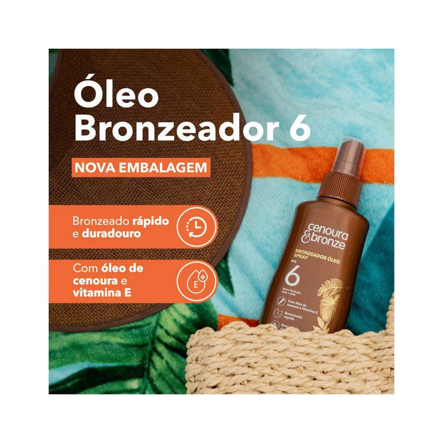 Bronzeador Óleo Cenoura & Bronze FPS 6 Óleo Spray 110ml