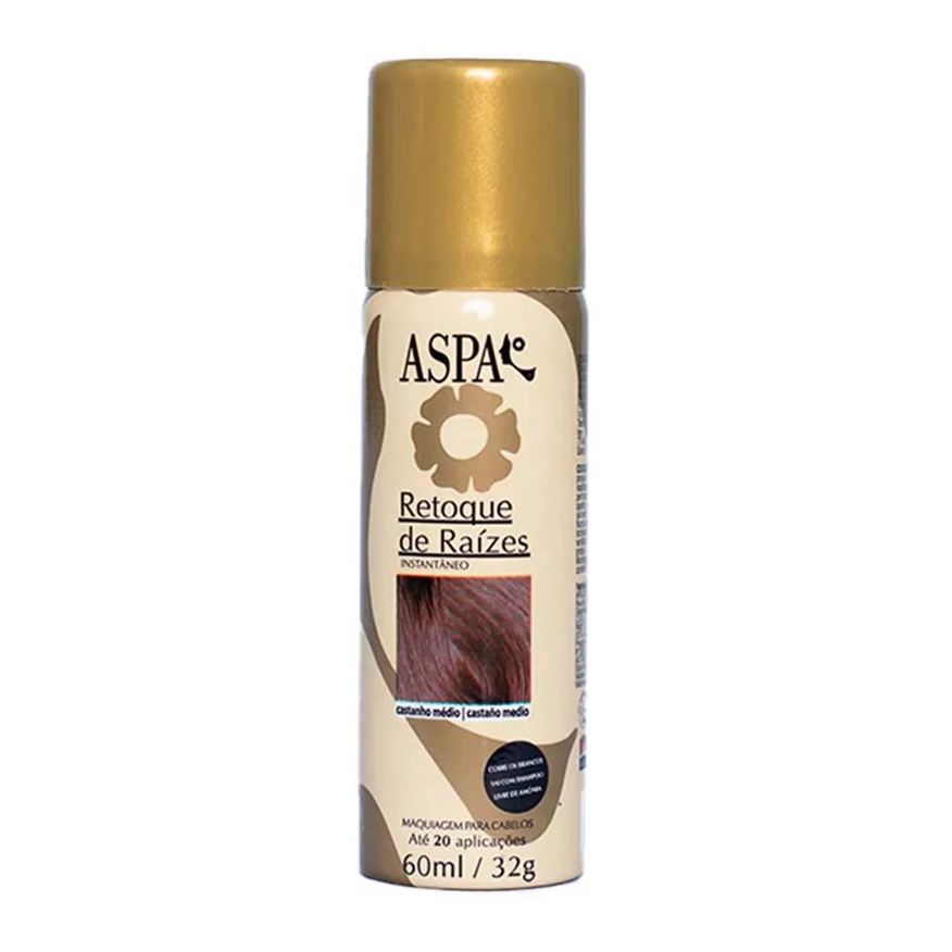 Aspa Maquiagem para os Cabelos Retoque de Raízes 60ml Castanho Médio
