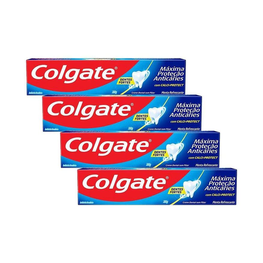 Colgate Kit 4 Cremes Dentais Máxima Proteção Anticáries Tamanho Família 180g