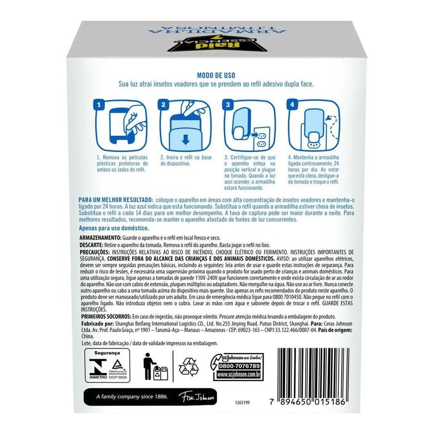 Raid Kit Essencial Aparelho Armadilha Luminosa + 3 Refis