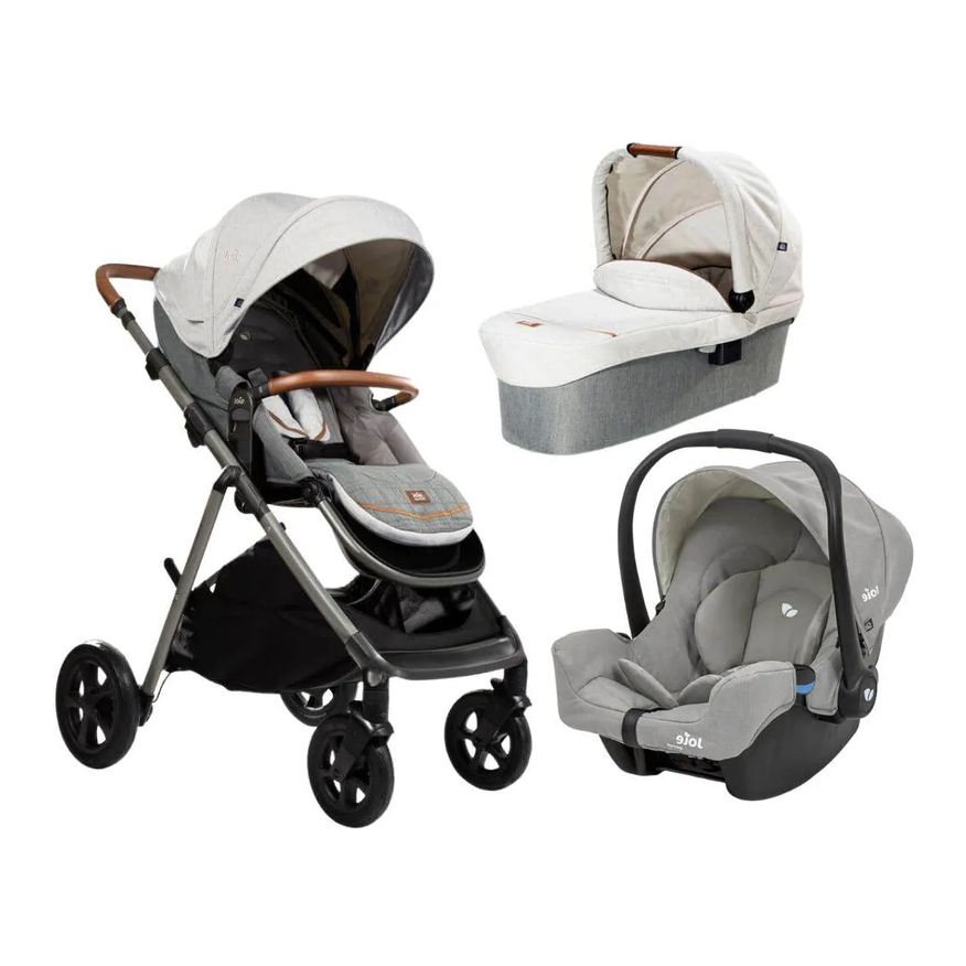 Joie Carrinho com Bebê Conforto e Moisés Combo Aeria Trio Cinza Oyster