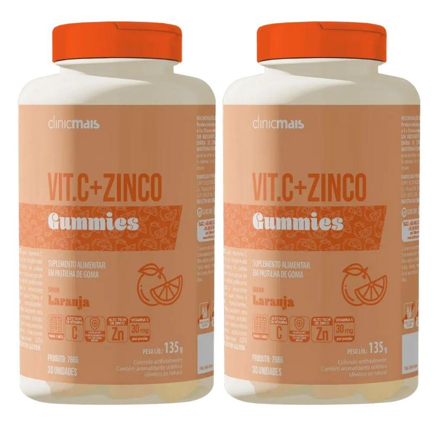 Clinic Mais Kit 2X Vitamina C + Zinco Gummies 30 Gomas - Clinicmais