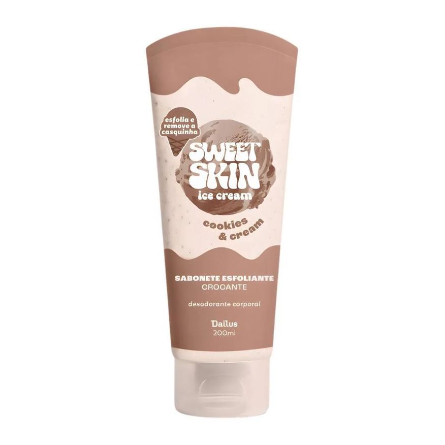 Dailus Sabonete Esfoliante Crocante Corporal Sweet Skin Ice Cream Cookies e Cream 200ml