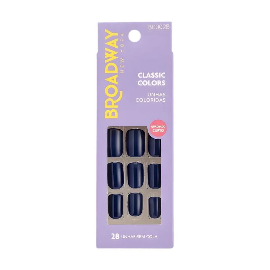 Kiss New York Unhas Postiças Broadway Kiss Ny Classic Colors Quadrado Curto Baby Blue Bco02B