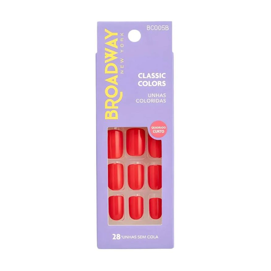Kiss New York Unhas Postiças Broadway Kiss Ny Classic Colors Quadrado Curto Vintage Bco05B