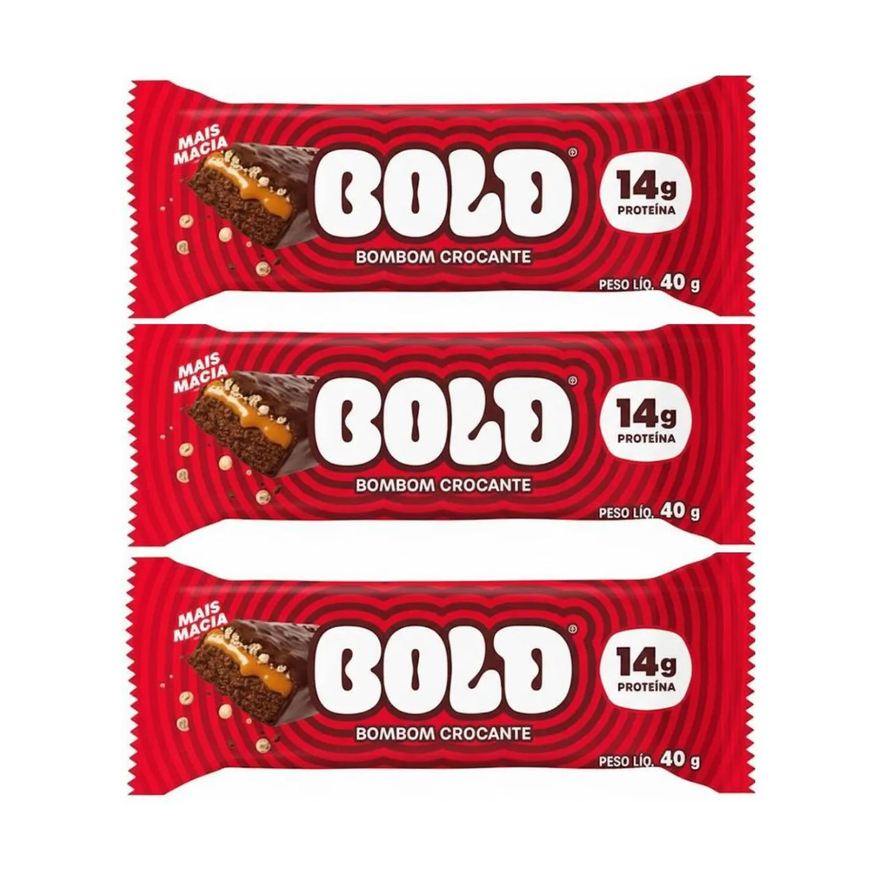 Bold Kit 3 Barra de Proteina Crocante 14g Prot Rica em Fibras 40g