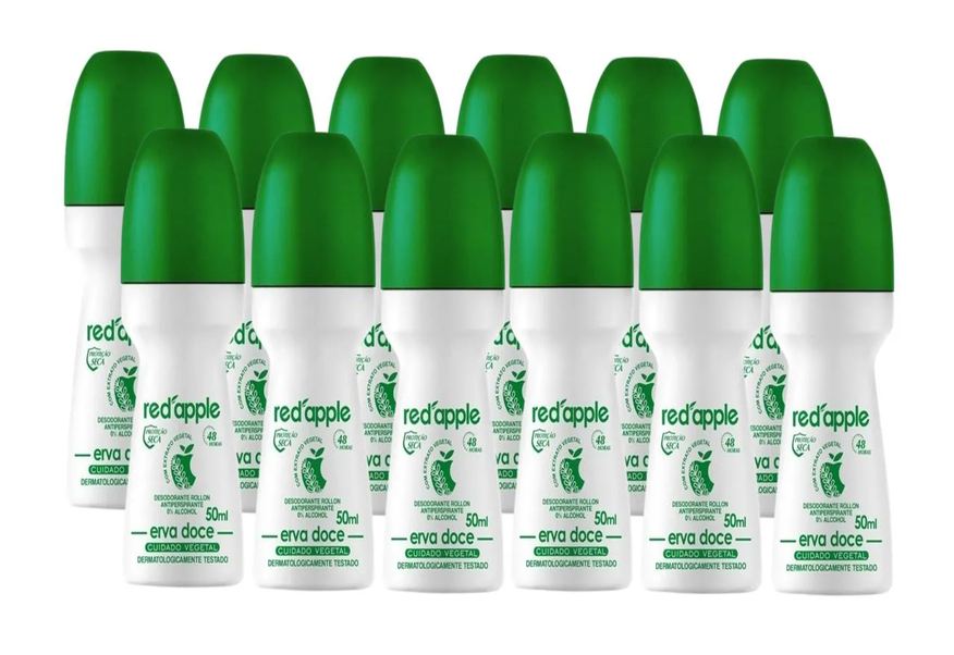 Red Apple Kit 12 Desodorante Erva Doce Roll-On 50ml