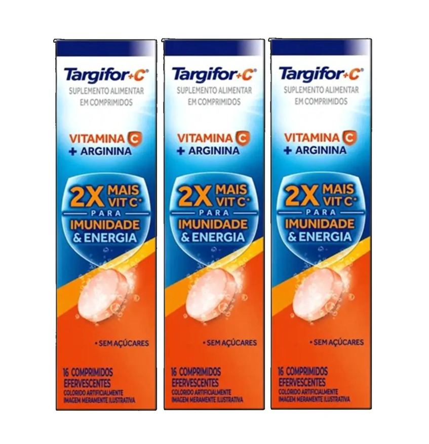 Sanofi Kit 3 Targifor + C 16 Comp Efervescentes Vit C + Arginina