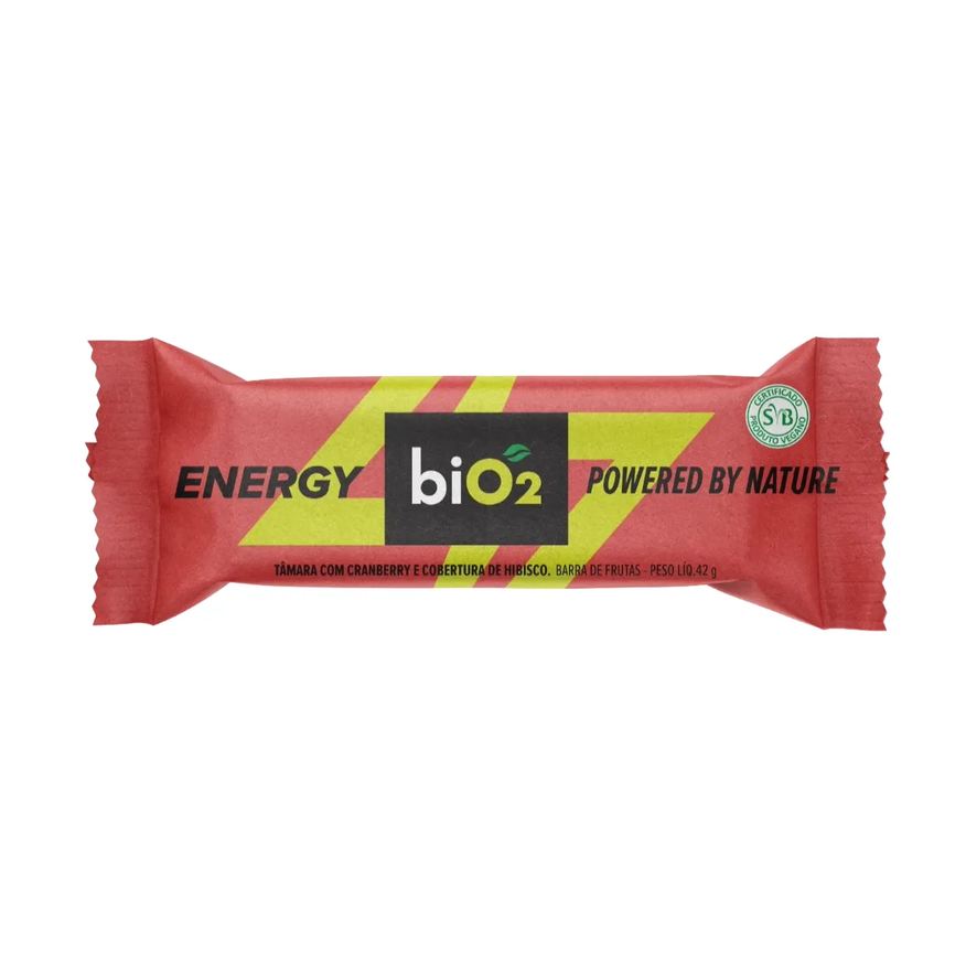 Bio 2 Barra de Tâmara e Cranberry com cobertura de Hibisco biO2 Energy Bar 42g
