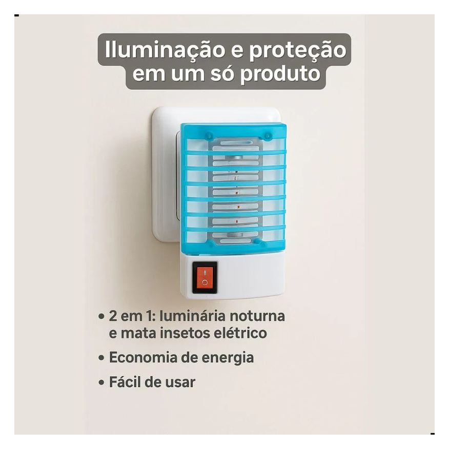 Elétrica Luminária Abajur Noturno Armadilha de Mosquito e Insetos 127–220V Cor Sortida