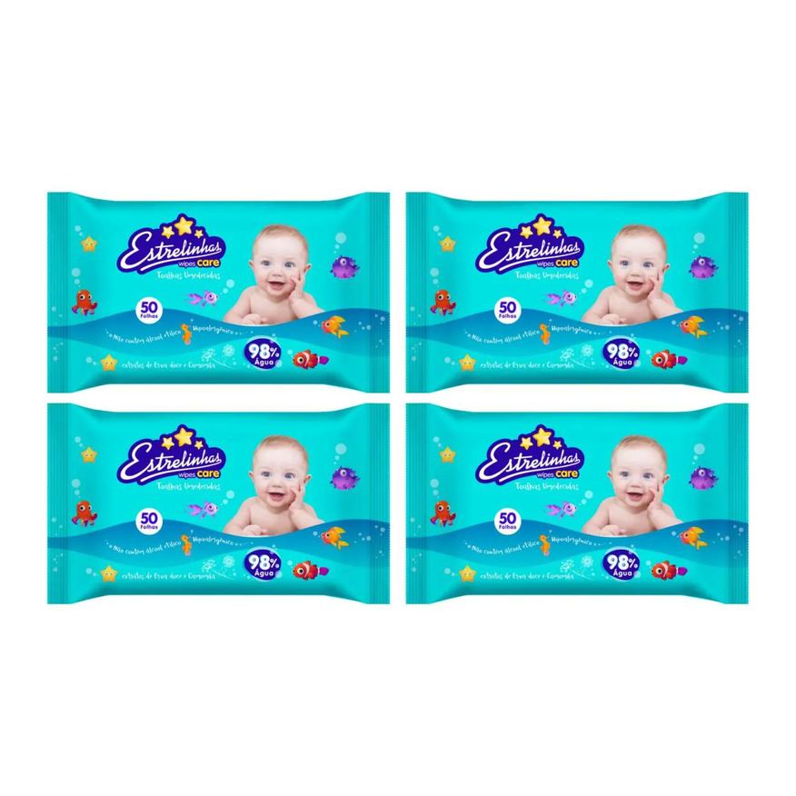 Hygieline Kit C4 Toalhas Umedecidas Care 50 Toalhas
