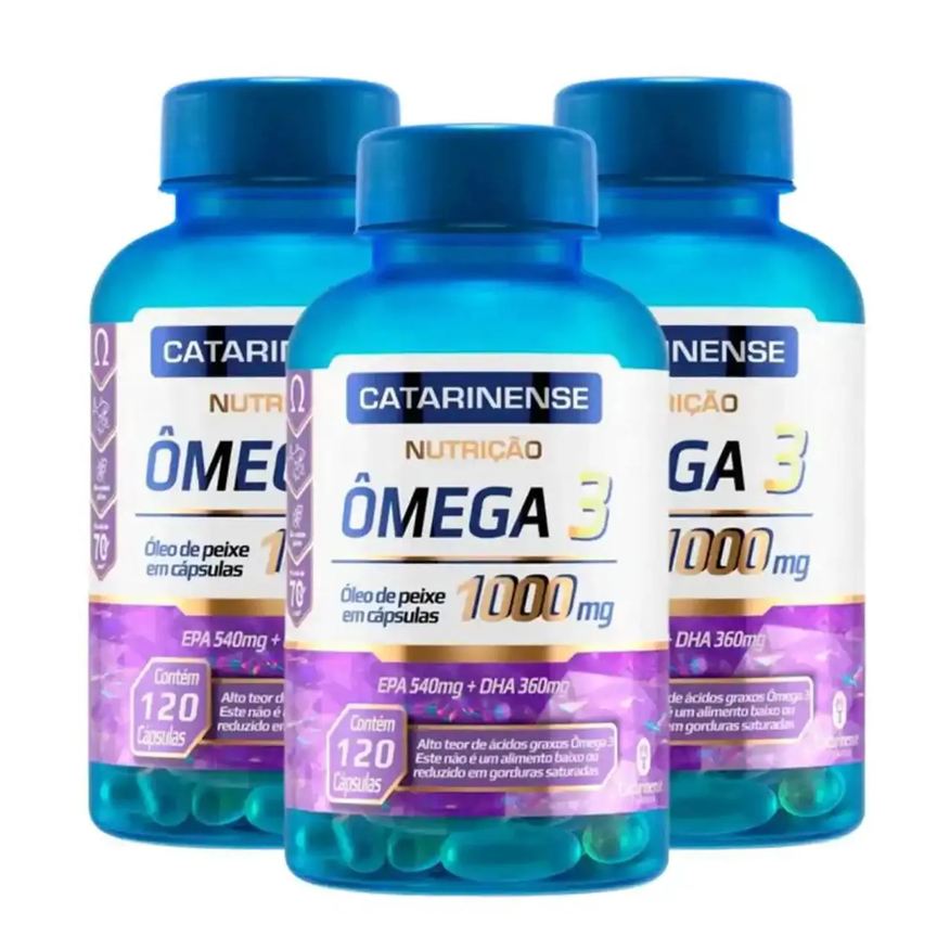 Catarinense Kit 3 Suplemento Ômega 3 1000mg 120 Cápsulas