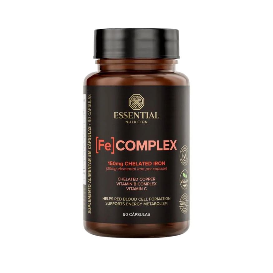 Essential Nutrition Fe Complex Pote 90 Cápsulas Essential Ferro Vit C e Complex B