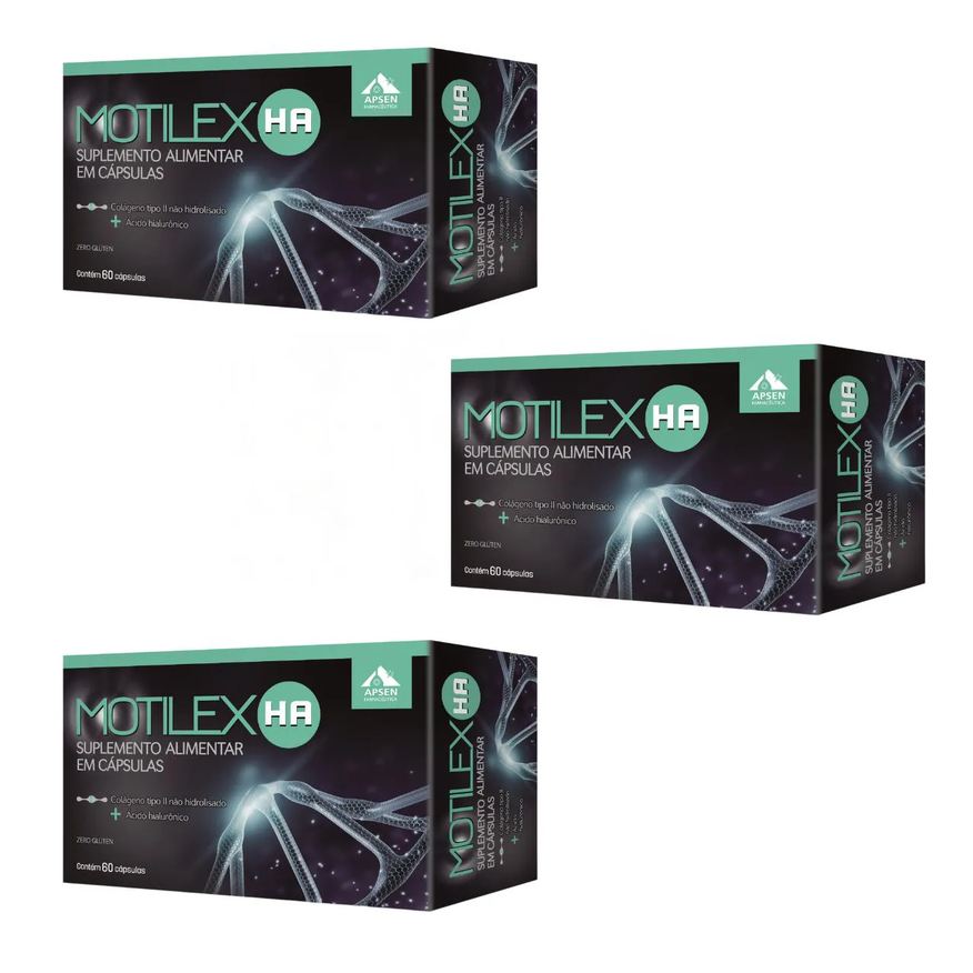 Apsen Kit 3 Motilex Ha – Colágeno Tipo Ii + Ácido Hialurônico – 60 Cápsulas Cada