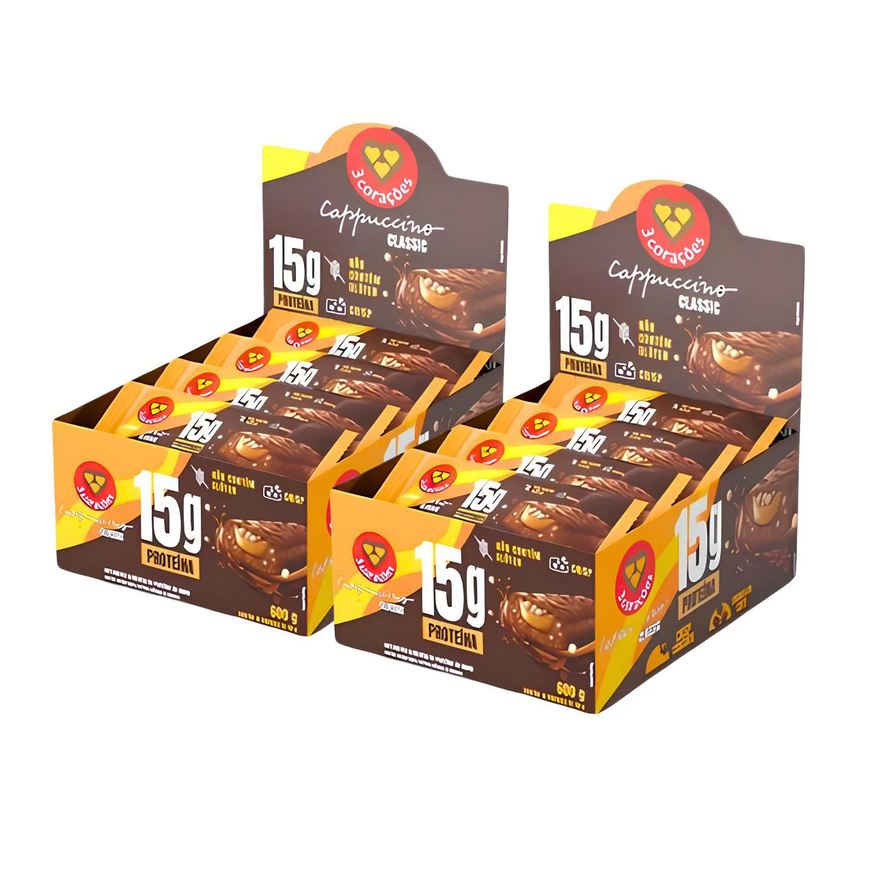 3 Corações 2X Barra Proteica Cappuccino Classic 12Un 50g