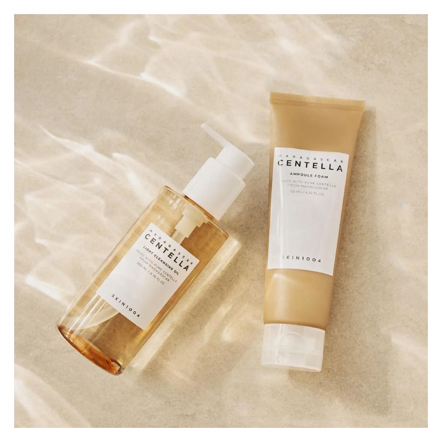 Facial Kit Skin 1004 Madagascar Centella Oléo de Limpeza Light Cleansing Oil 200ml + Espuma de Limpeza Ampoule Foam 125ml