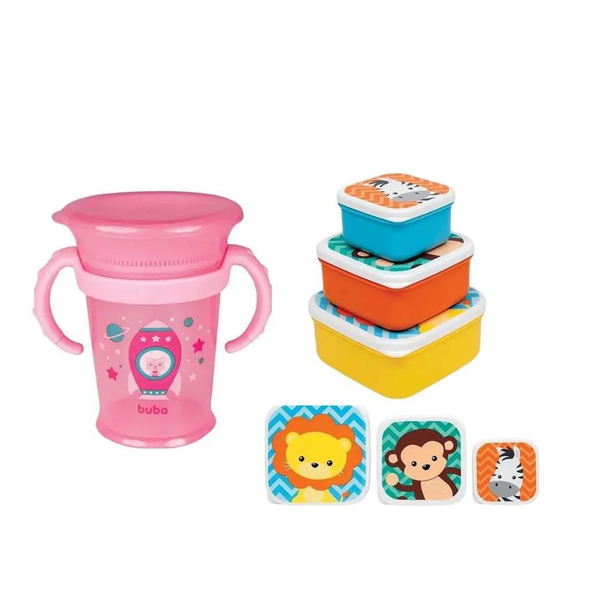 Buba Kit Copo 360° 210ml + Pote Fun C/3Und