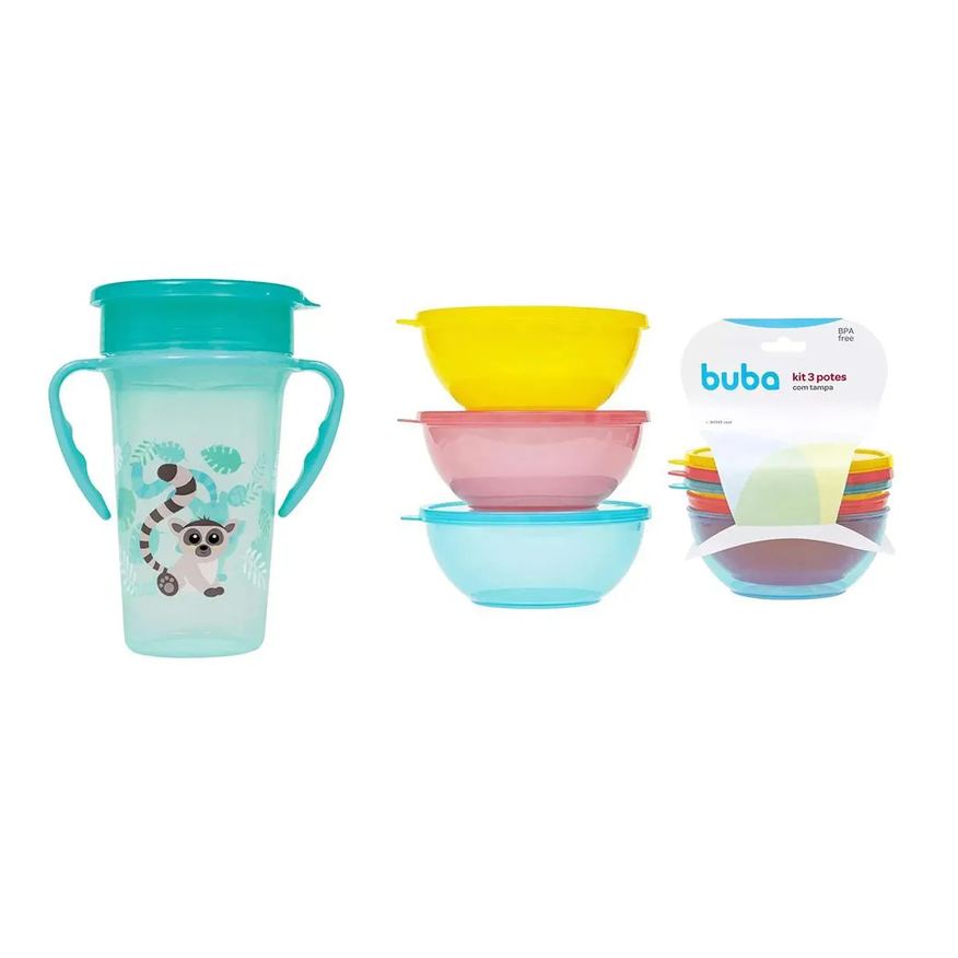 Buba Kit Copo 360° 300ml + Pote Bolws C/3Und