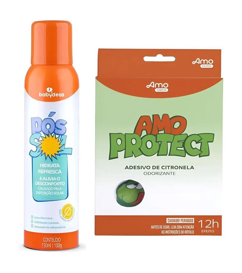 Babydeas Kit Spray Pós Sol Hidratação 150ml + Adesivo de Citronela Repelente 8Und