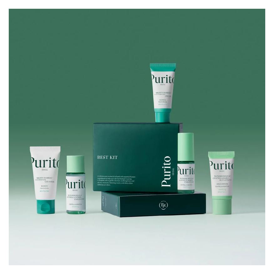 Kit Best Facial Purito Gel de Limpeza + Tônico + Sérum + Creme + Protetor Solar