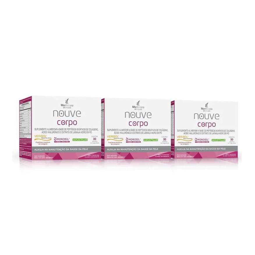 Mantecorp Kit com 3 Nouve Corpo Framboesa - 90 Sachês