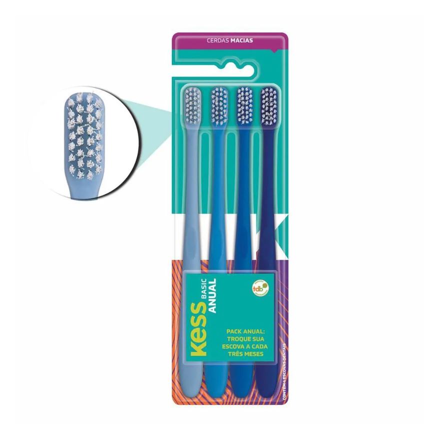 Kess Escova Dental Basic Anual Cores Sortidas Cód.2102