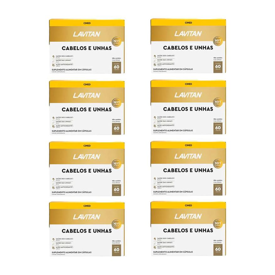 Cimed Kit 8 Lavitan Hair Cabelos e Unhas - 60 Cápsulas