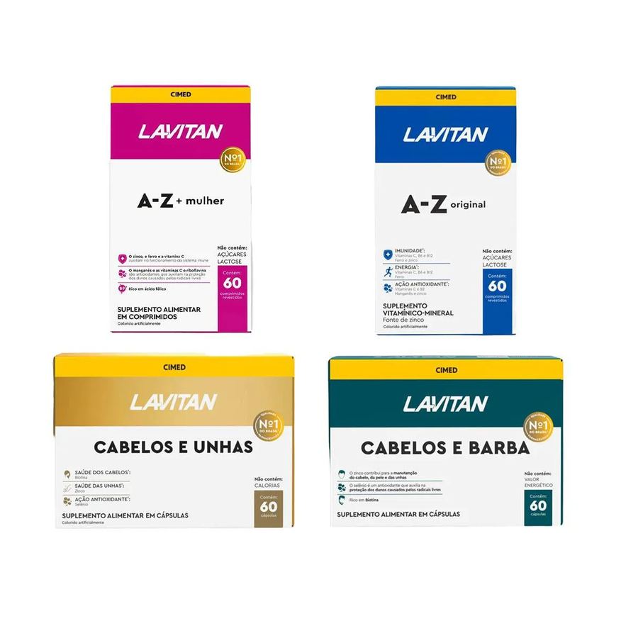 Cimed Kit Casal Lavitan Total A-Z Hair e Barba - 240 Cápsulas
